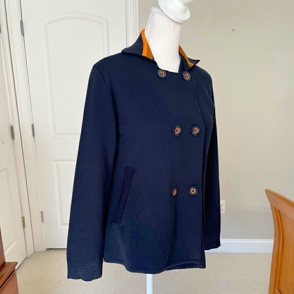 Alpha Studio Navy and Orange Knit Jacket - Picture 5 of 8